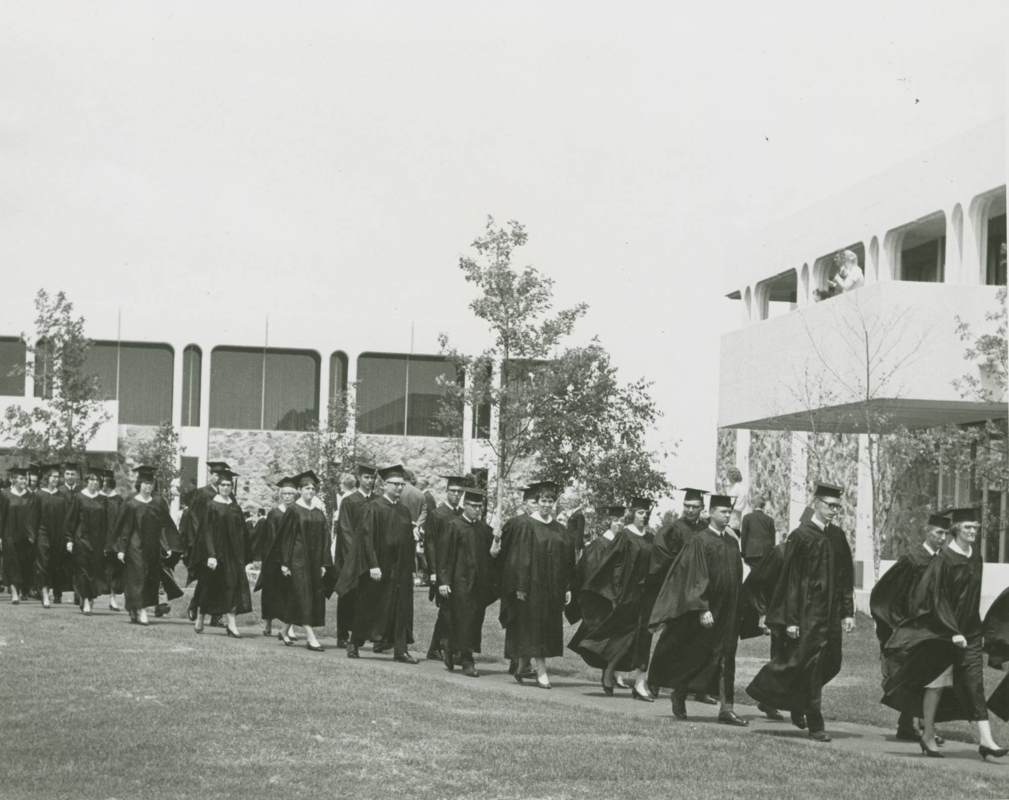 Students walking to their graduation.